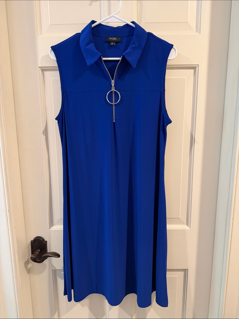 MSK Sleeveless Collared Midi Dress with Ring-Zip in Royal Blue